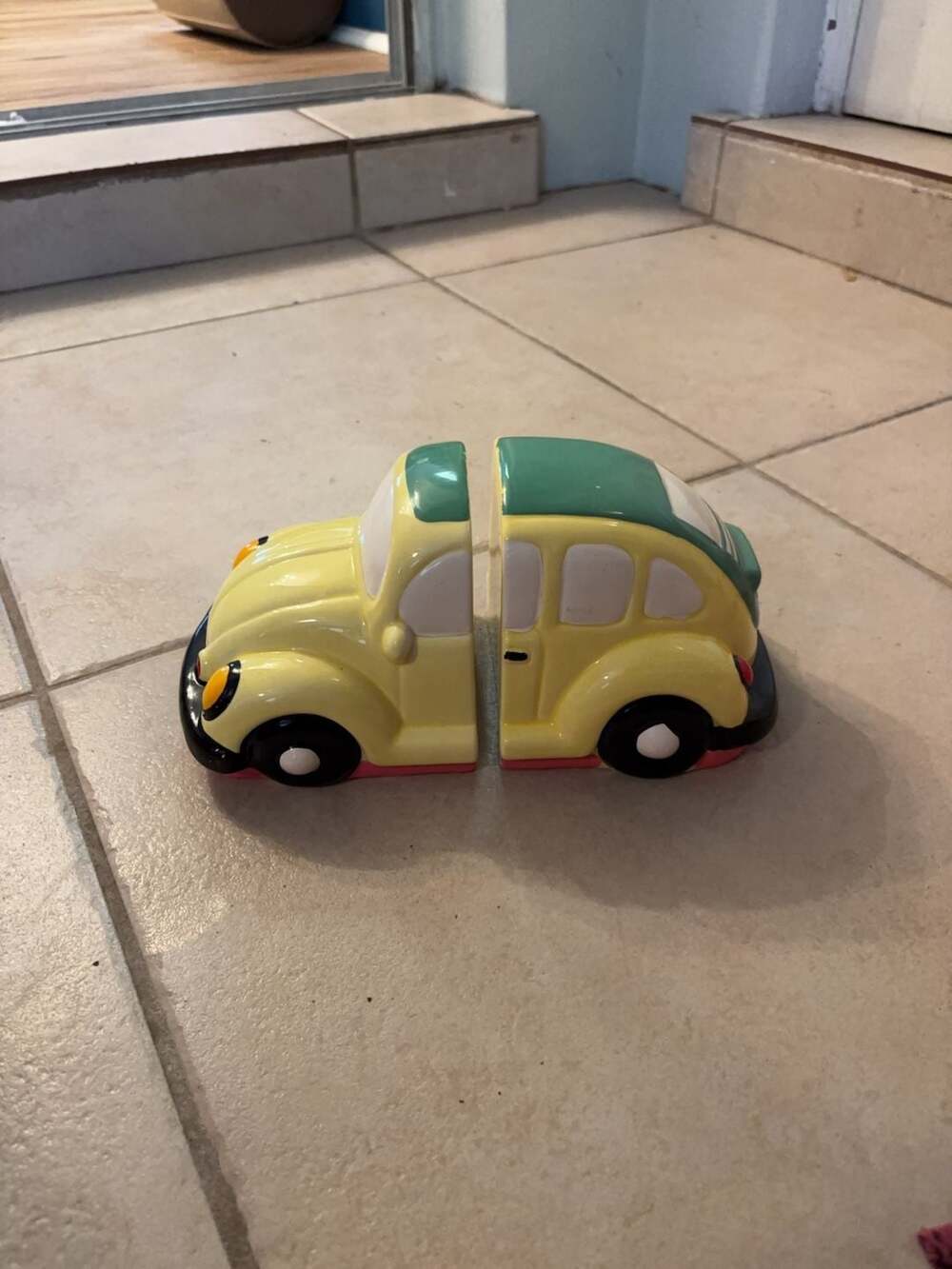 VW Volkswagen Beetle Bug Ceramic Yellow Book ends 1960's